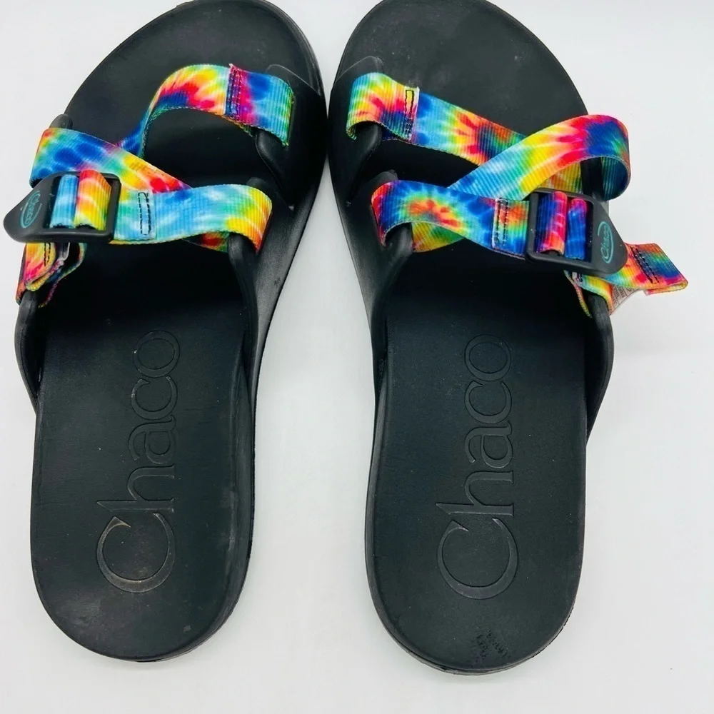 CHACO MEN’S DARK TIE DYE CHILLO SLIDES SIZE 10